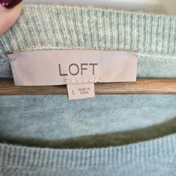 Loft Women's Textured Bell Sleeve Crewneck Sweater Seafoam Green Size Large - Picture 8 of 10